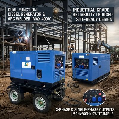 Mesin las MIG DC sasis bergerak 450A, generator las diesel 500Amps dengan pengumpan kawat