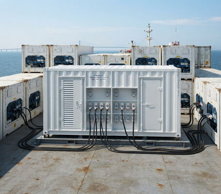 Offshore Deck Listrik 40 Soket 350kw 500kva 1000kw Containerized Power Pack Generator 20ft 40ft Reefer Kontainer Colokan ATS
